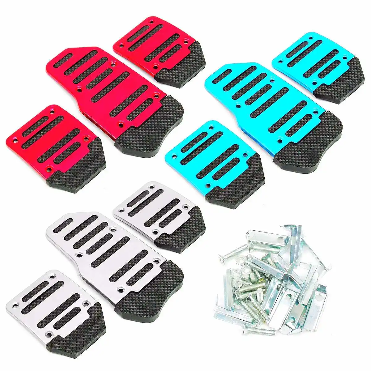 

3Pcs Universal AT MT Car Aluminium Alloy Foot Accelerator Gas Fuel Brake Pedal Pads Treadle Cover Set Kit Non-Slip Car Styling
