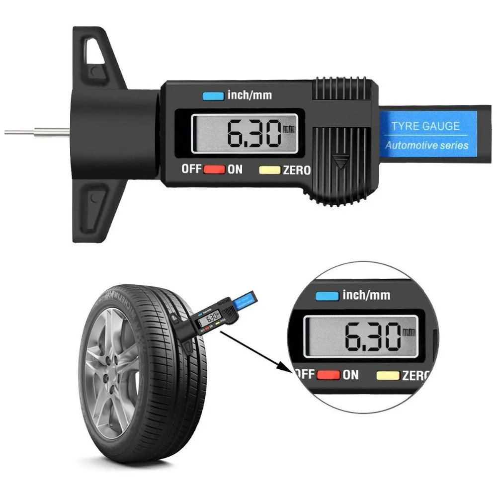 

Digital Tire Tread Depth Gauge Meter Measurer LCD Display Tread Checker Tire Tester for Cars Trucks Vans SUV, Metric Inch Conver