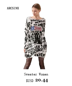ARCSINX женский свитер с завышенной талией 5XL 6XL 7XL 8XL Осень Зима армейские женские пуловеры размера плюс с принтом женское пончо большого размера