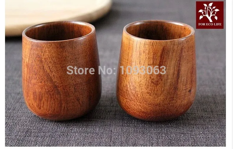 

Natural Wood Cups Glossy Wooden Japanese style Coffee Tea Wine Cup Mugs