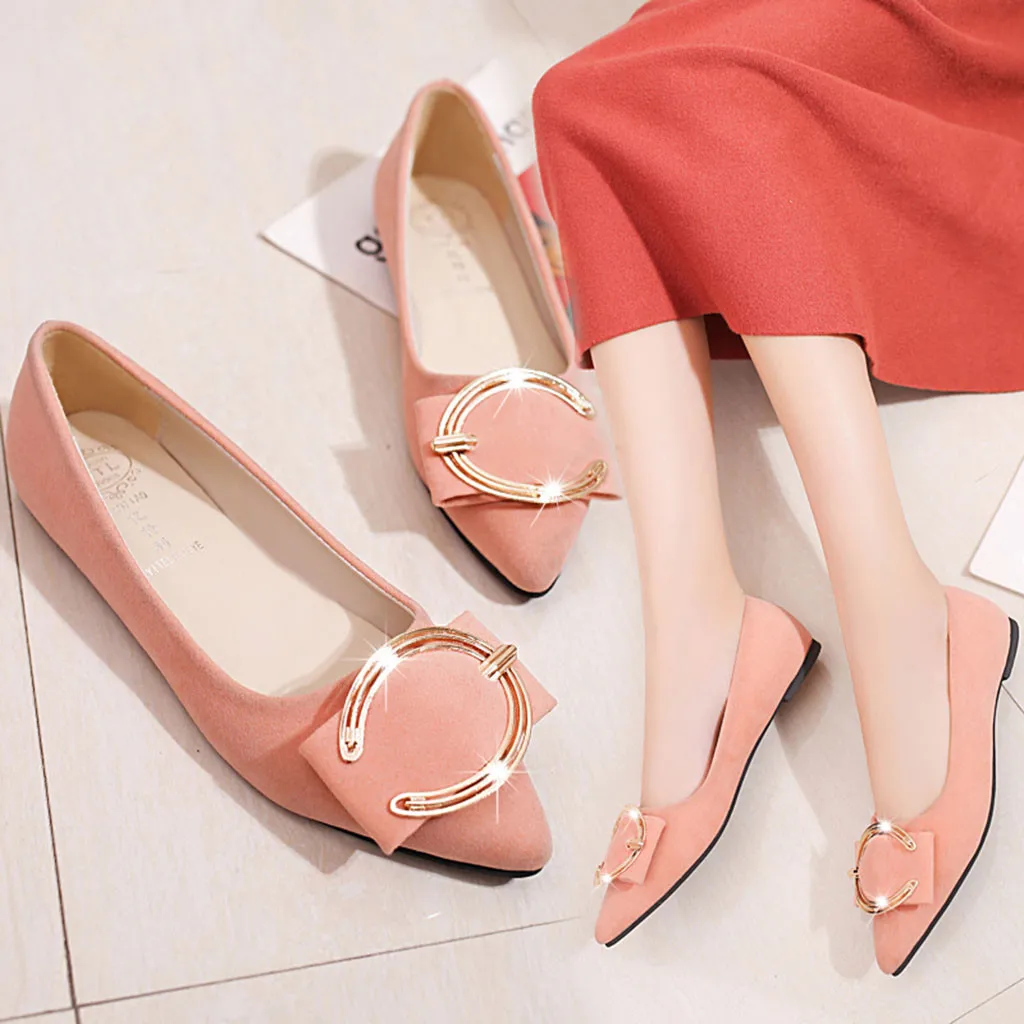 SAGACE/Женская однотонная обувь с острым носком и металлическими пуговицами; повседневные лоферы на плоской подошве; модная новая обувь; женская обувь; 2018dec11