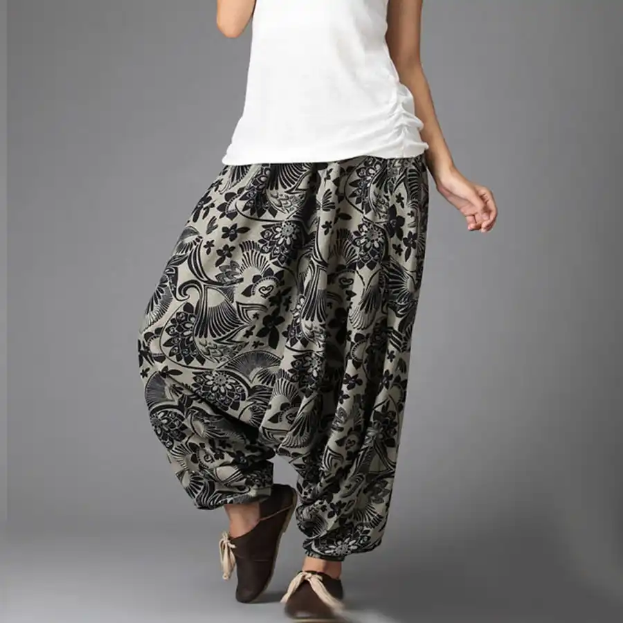 Womens Cotton Linen Loose Capri Pants Ladies Harem Baggy Palazzo Trousers Hippy