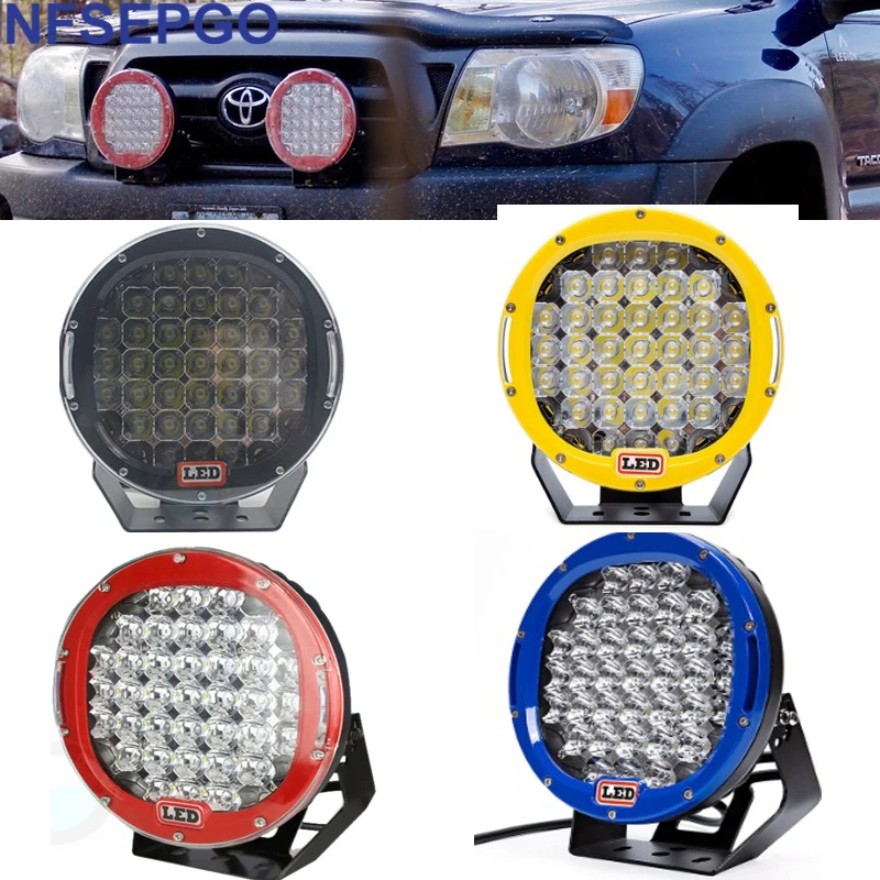 

185W Round 9" Led Work Light Fog Headlight 12V 24V Off road 4WD 4x4 Led Spot Flood Beam light Black Led Driving Lighting