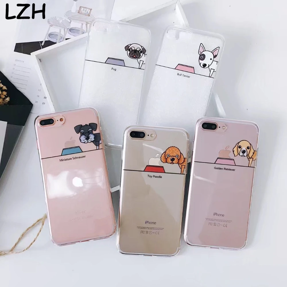 Cute Dog Eat Food Case For Apple Iphone X Fundas Funny Toy Poodle Pug Puppy Soft Tpu Transparent Cover For Iphone 6 6s 7 8 Plus Fitted Cases Aliexpress