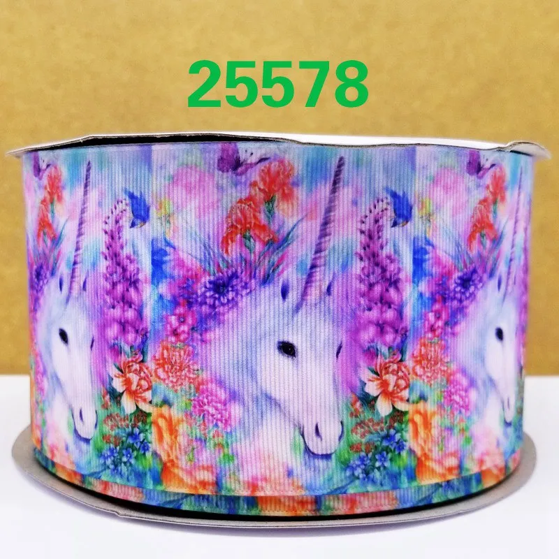 50 ярдов в размер единорог лента напечатанная grosgrain лента 25185