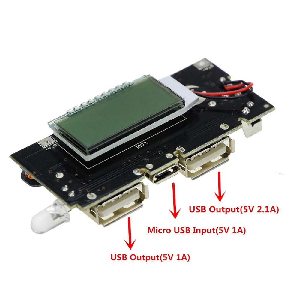 Aokin Dual USB 18650 Зарядное устройство PCB мощность модуль 5 в 1A 2.1A мобильный запасные аккумуляторы для телефонов Аксессуары для телефона DIY