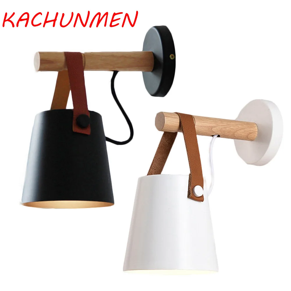 

Nordic Style Wall Light Black White Wood Art Belt Led Wall Lamps Restaurant Hotel Home Decor Light Fixtures Lighting Craft E27
