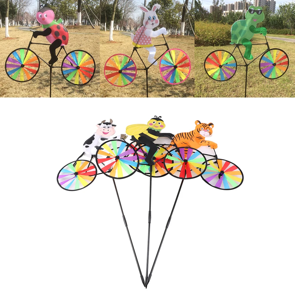 1 шт. 3D животное на велосипеде ветряная мельница симпатичная детская игрушка стиль Цвет отправляется случайным ветром Спиннер Whirligig дворовый садовый декор