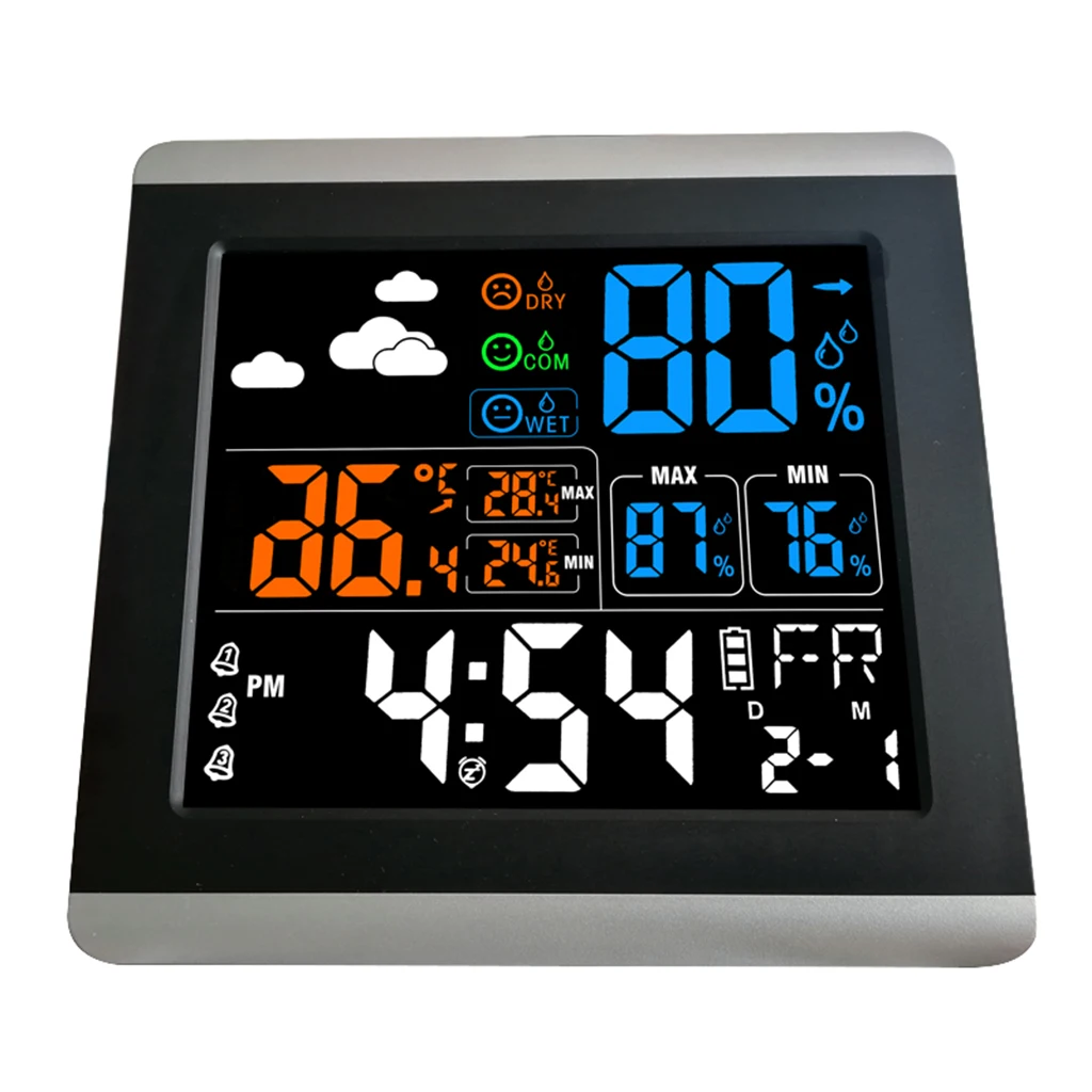 Large Screen LCD Digital Table Alarm Clock Wall Clock With Temperature Calendar Hygrometer