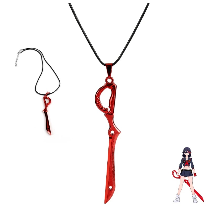 

Hot Anime KILL la KILL Choker Necklace Cosplay Matoi Ryuko Mini Metal Red Scissor Blade Weapon Pendant Necklace For Women Men