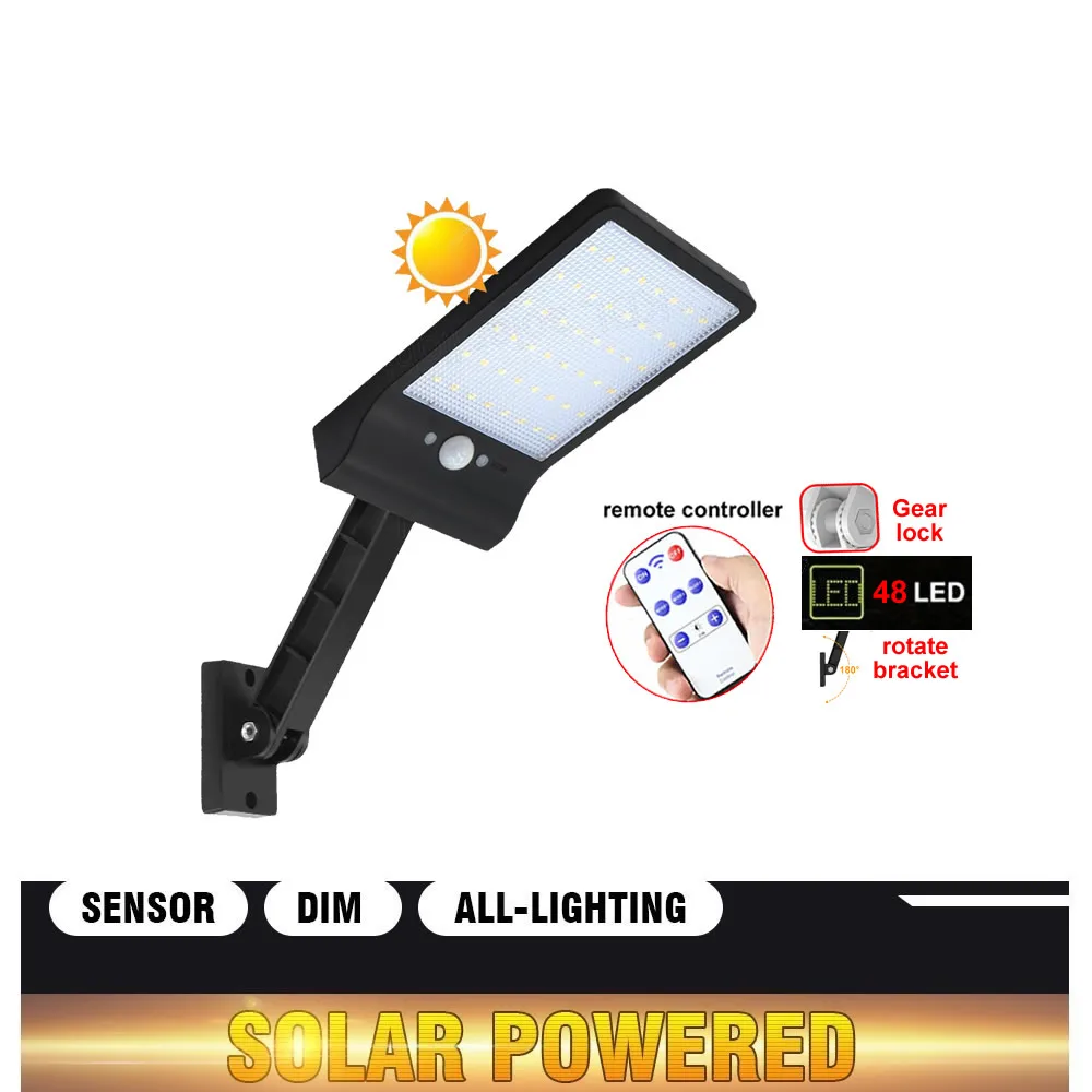 

48 LED 800 LM Solar Power PIR Motion Sensor Wall Light Outdoor Waterproof Energy Savg Street Garden Security Lamp spo