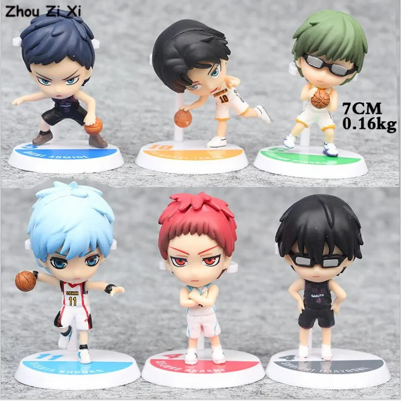 

6pcs/set Sunspot blue ball phantom basketball king 6 Q version of zhe also fire my shadow basketball player hand cake decor toys