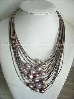 

Free Shipping >> Fashion Unique 17-24" 15rows Freshwater Pearl Purple Egg Necklace