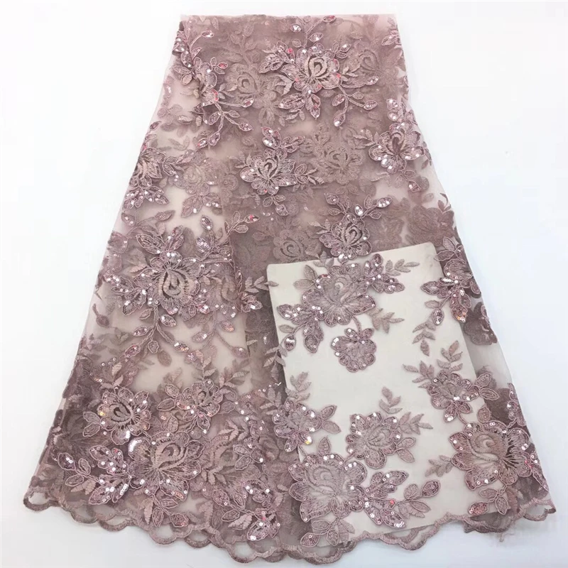 

VILLIEA Elegant Burgundy Tulle Mesh Lace Bridal Nigerian Lace Fabrics Onion Color African French Lace Fabric for Wedding