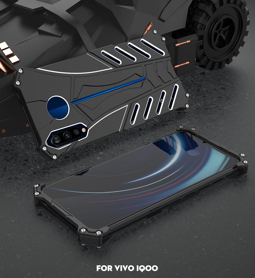 

Slim Metal Case For Vivo IQoo/Pro 5G IQoo3 Hard Cover Shockproof Hollow Heat Dissipation Dual Protection Shell Sports+Straps