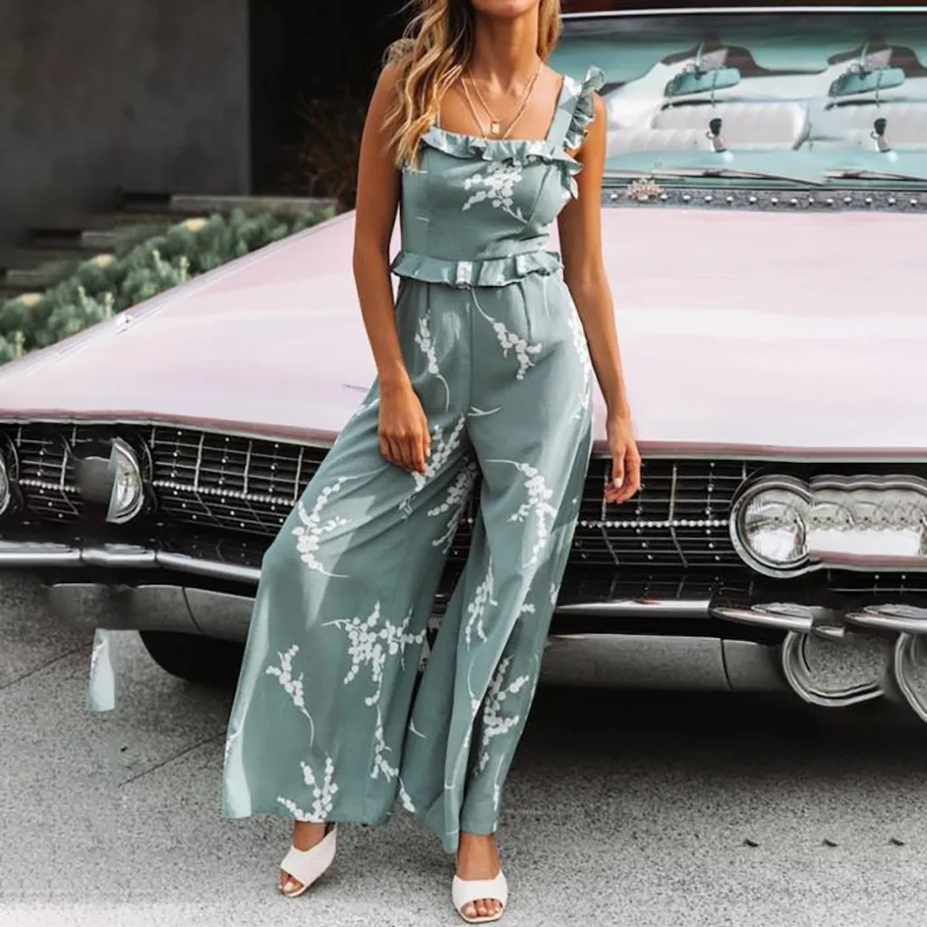 

Sexy Sleeveless jumpsuit women long romper 2019 summer lady Fashion loose trousers beach jumpsuit coveralls sexy female frock
