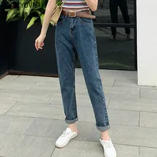 GUUZYUVIZ Джинсы бойфренда для женщин винтажные джинсы женские джинсовые брюки с высокой талией женские корейские джинсы больших размеров повседневные синие