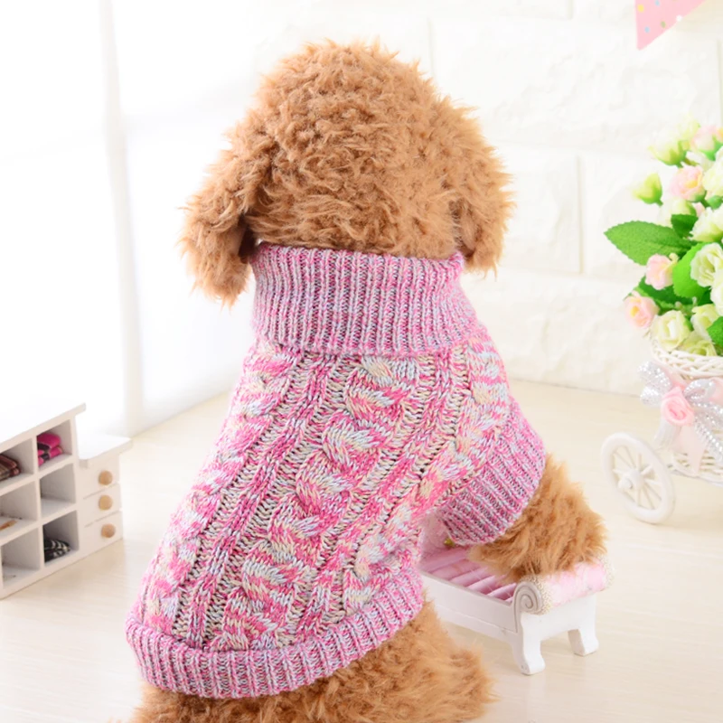 Однотонный вязаный свитер для собак, пальто, теплая зимняя одежда для собак-питомцев, модный свитер, однотонный, различные узоры