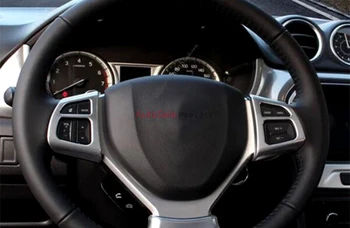 

Matt ABS Chrome plastic Interior Steering Wheel Button Frame Cover Trim 2pcs For Suzuki Vitara Escudo 2015 2016