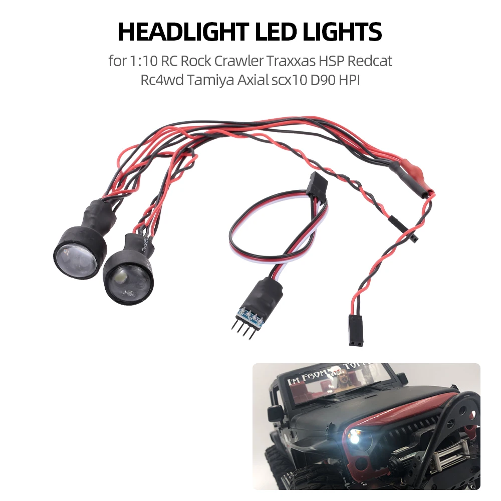 

RC Car Hadlight LED Lights for 1:10 RC Rock Crawler Traxxas HSP Redcat Rc4wd Tamiya Axial Scx10 D90 HPI