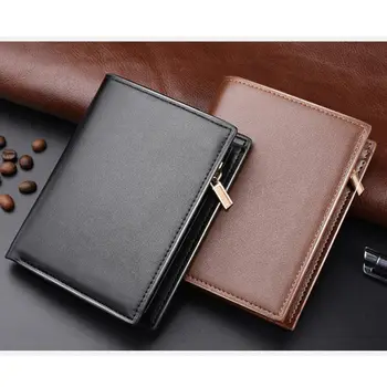 

Vitage Zipper Men Wallets Leather Wallet Money Bag Credit Card Wallet Clutch Purse for Boy Use Short Wallets