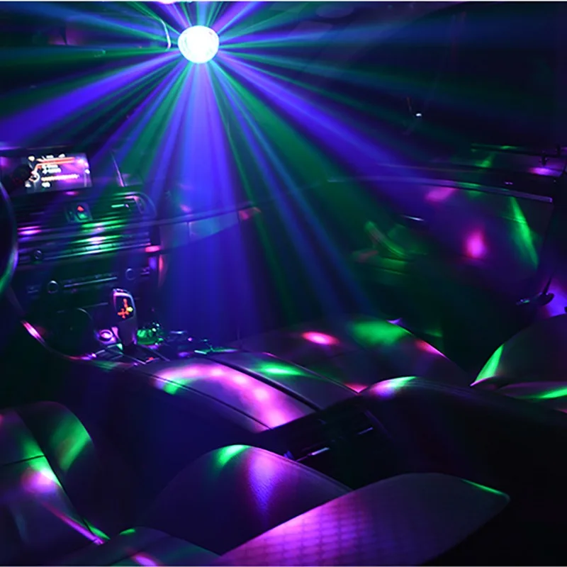 2 светодио дный упак. RGB led сценический диско-шар Вечерние огни автомобиля Атмосфера свет присоска установка с пультом дистанционного