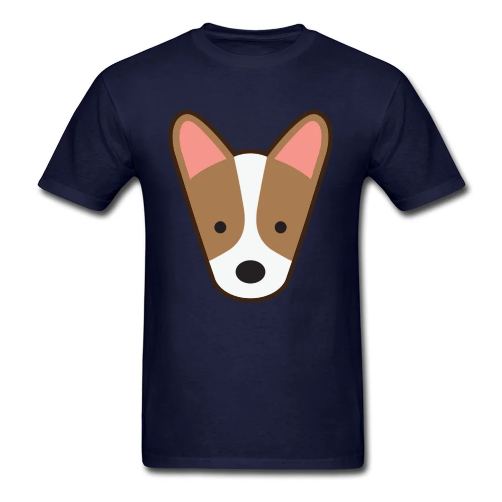 Corgi Pup 100% Cotton Geek Tops T Shirt Brand New Short Sleeve Men's Top T-shirts Design ostern Day Tee-Shirt Round Neck Corgi Pup navy
