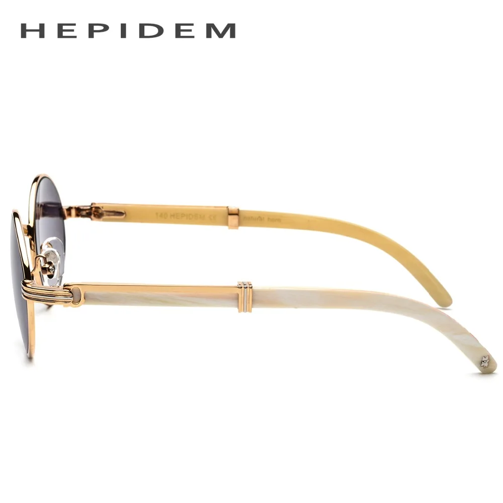Очки кадр высокое качество Для мужчин Круглые Солнцезащитные очки Роскошные роскошный овальные очки с дужками из рога буйвола