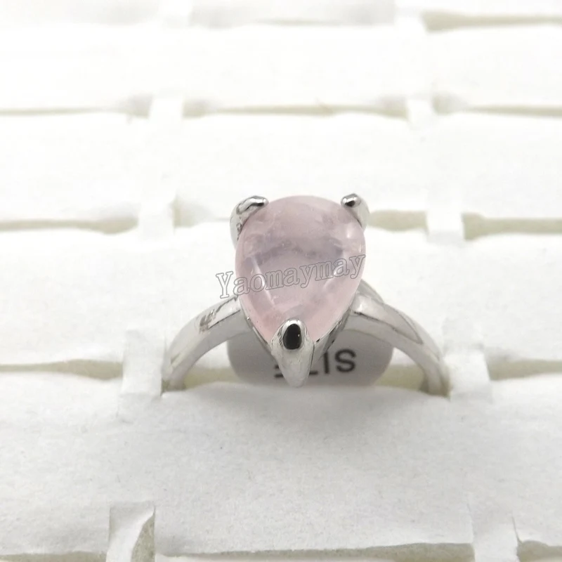 Fashion Natural Rose Quartz Crystal Rings Women's Jewelry 50pcs Wholesale 6
