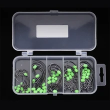 1 коробка/мешок из высокоуглеродистой стали Рыболовный Кривошип крюк острые Крючки с светящимися мягкими бусинами широкий Кривошип крюк