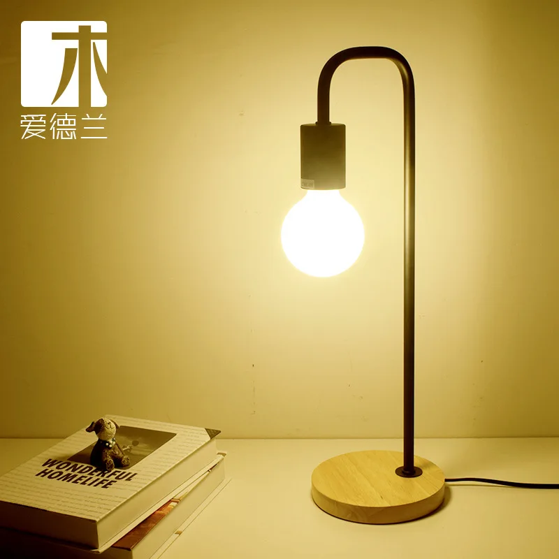 

Wooden furniture lamp, Nordic bedside desk, learning desk lamp