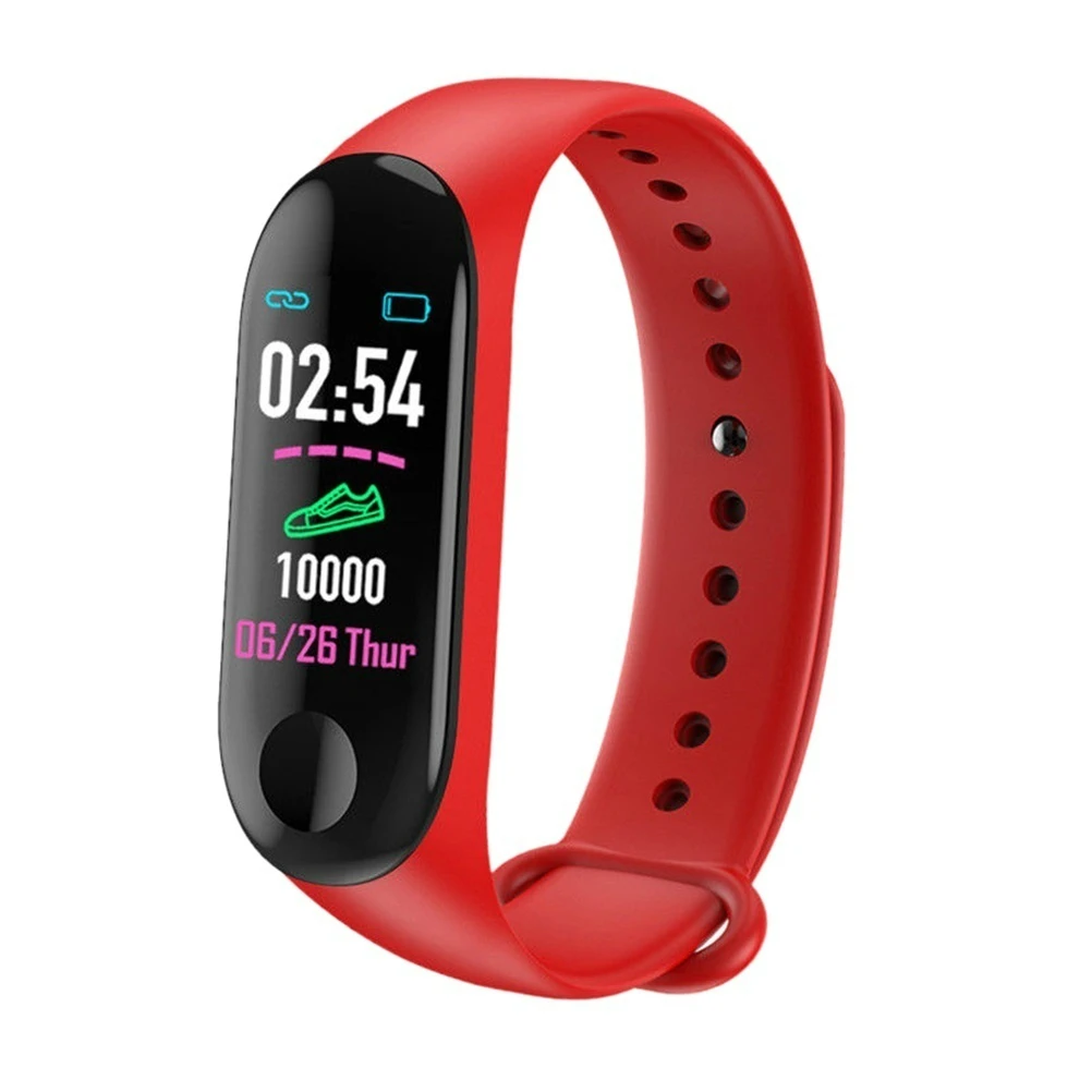 Red M3 смарт-браслет водонепроницаемый смарт-спортивный фитнес-трекер Bluetooth Смарт-часы кровяное давление пульсометр для Android IOS - Цвет: Red