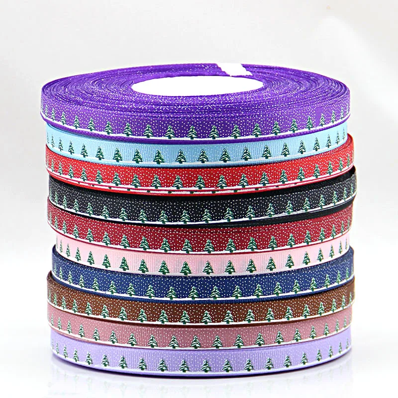 10 Colors U pick 50 yards Grosgrain ribbon 3/8''(10mm)printed Christmas