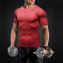 Мужские эластичные футболки с коротким рукавом Фитнес Бодибилдинг мужские Кроссфит Топы усиленное сжатие спортивная рубашка Йога фитнес