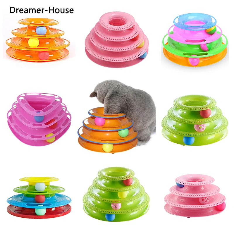 

Tower of Tracks Ball and Track Interactive Toy for Cats, Fun Cat Game Intelligence Triple Play Disc Cat For Toy Balls