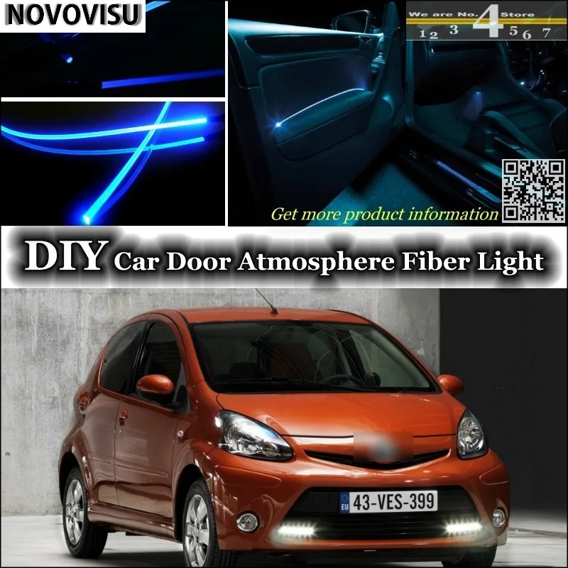 

NOVOVISU For TOYOTA Aygo interior Ambient Light Atmosphere Fiber Optic Band Lights Inside Door Panel illumination Not EL light