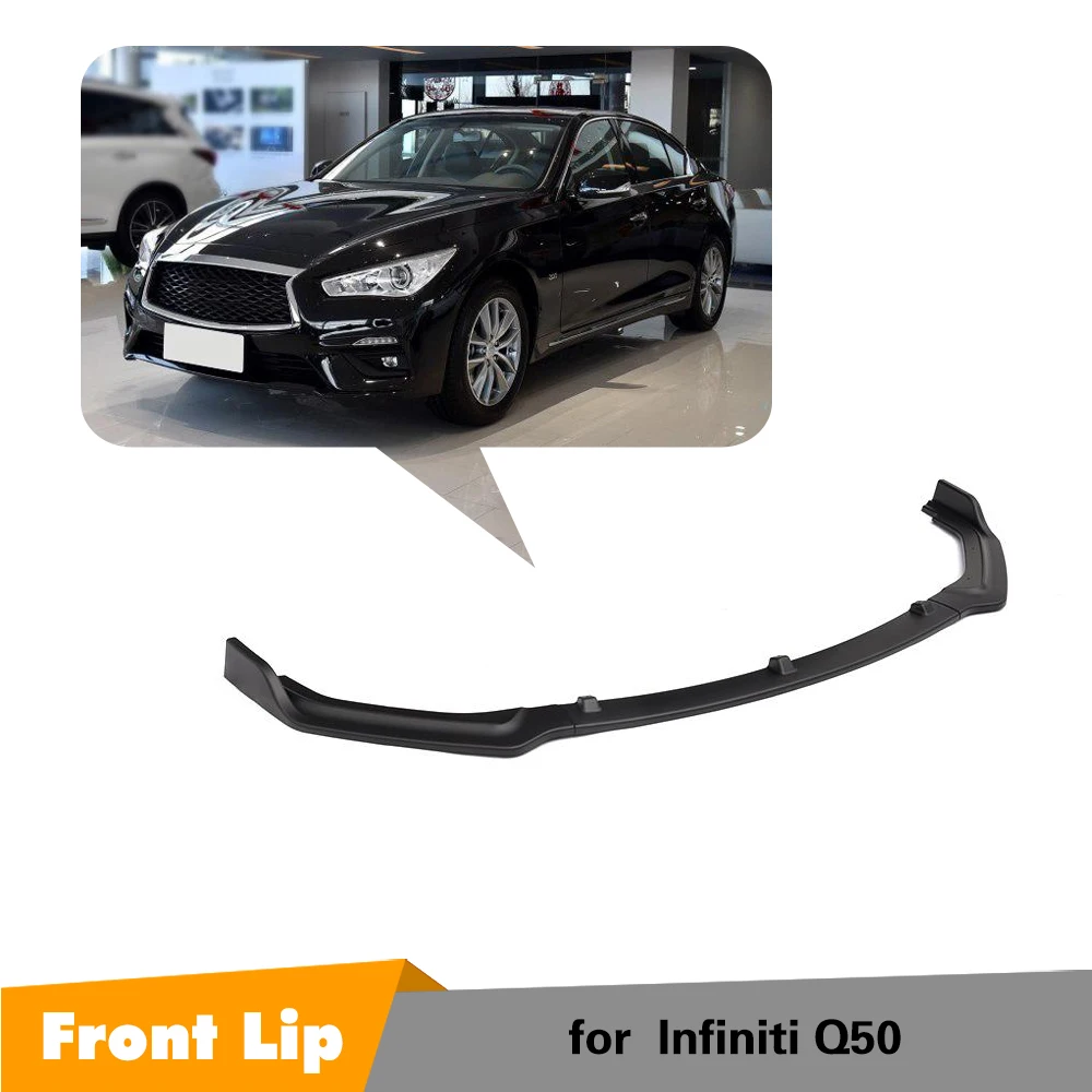 

For Infiniti Q50 Standard Bumper Only 2018 2019 PP Matte Black Glossy Black Front Bumper Lip Spoiler Splitters