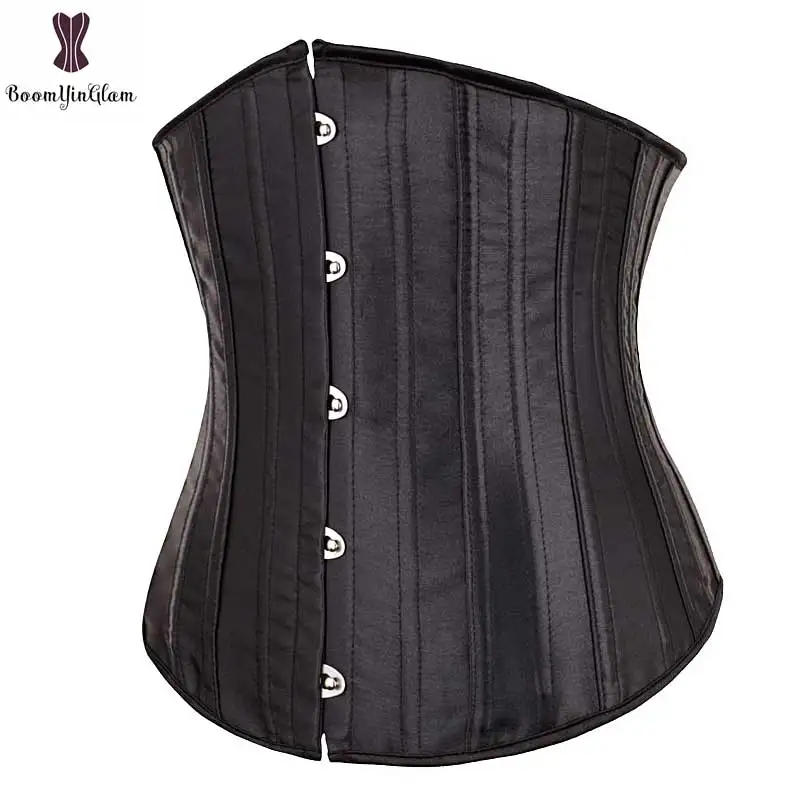 Top Corset 26 Steel Bone Black Corset Top Gothic Women Waist Girdle Satin Corset Underbust Sexy Bustier Apricot Waist Korsett