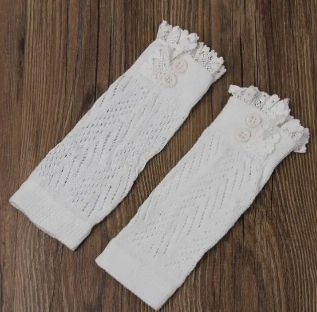 Новые детские кружевные носки для маленьких мальчиков и девочек, защитные наколенники для ползания, вязаные гетры для малышей - Цвет: Белый