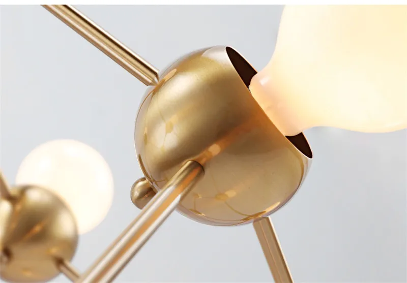 Современный металлический подвесной светильник из белого стекла винтажный геометрический молекулярный Золотой светильник Золотой