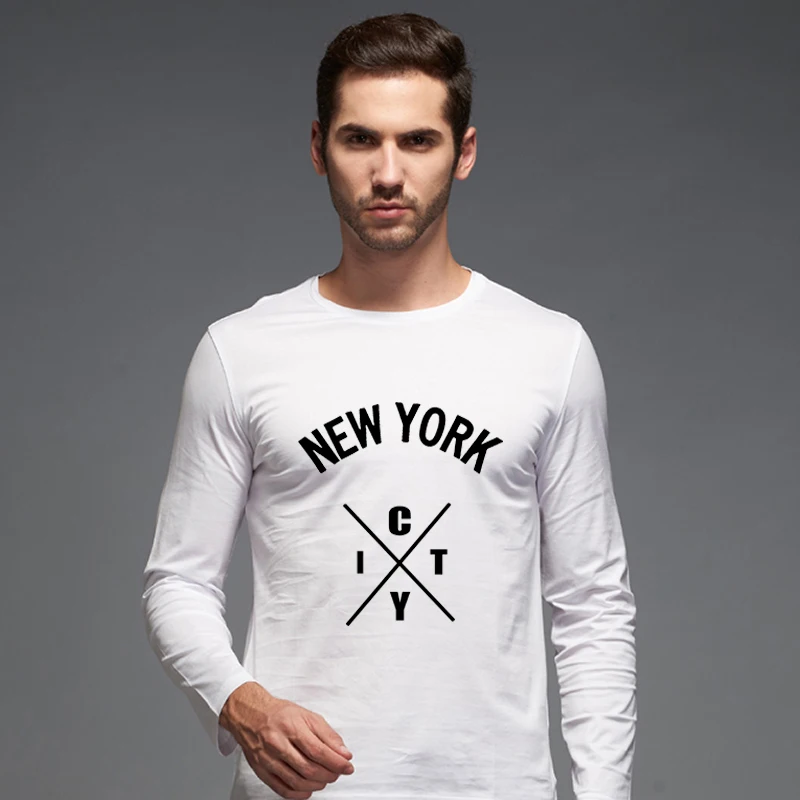 High quality 2016 autumn man long sleeves t shirts casual NEW YORK city