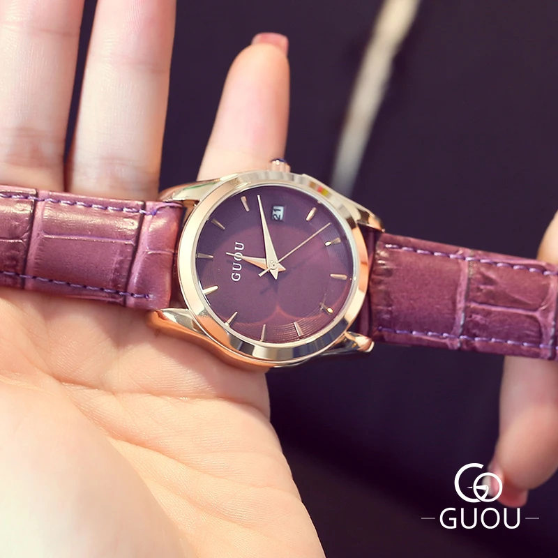 

GUOU Watch Women's Watches Simple Vogue Leather Ladies Watch Fashion Quartz Wrist Watches Women Clock Montre Femme reloj mujer