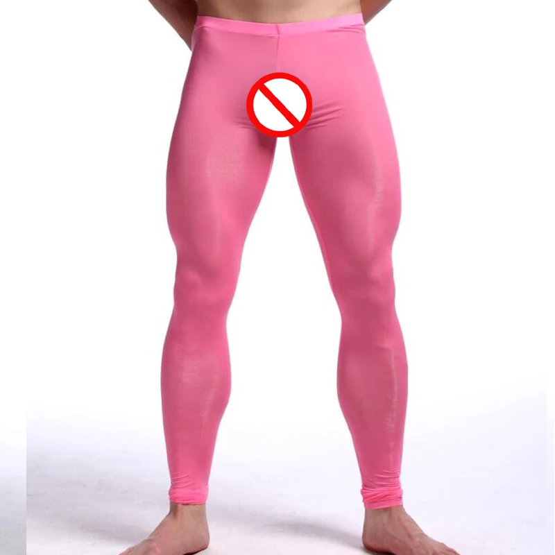 2018 New Man Sexy Nylon Transparent Long Johns/Lce Silk Pouch Sheer Leggings Bottoms/Gay Spandex Lounge Tights 2018 New Man Sexy Nylon Transparent Long Johns/Lce Silk Pouch Sheer Leggings Bottoms/Gay Spandex Lounge Tights