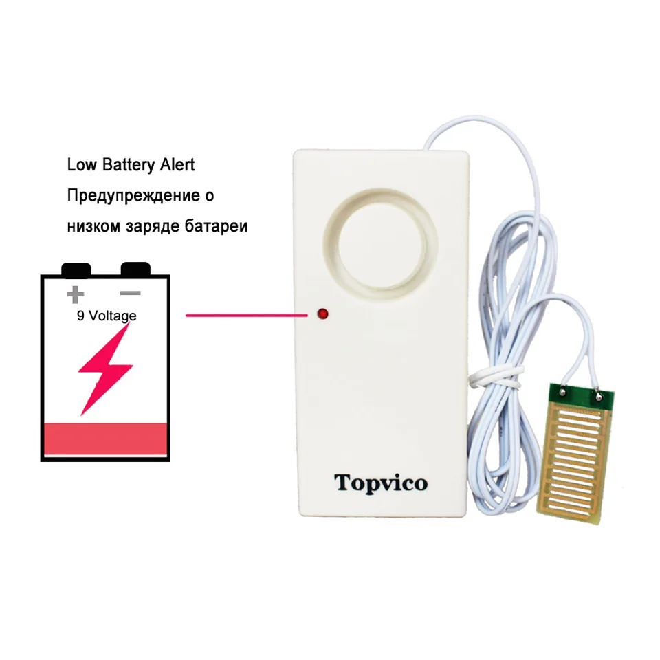 Topvico 3 шт. датчик утечки воды детектор утечки перелива Аварийная сигнализация потопа обнаружения 130 дБ светодиодный оповещение о низком заряде батареи домашняя охранная сигнализация
