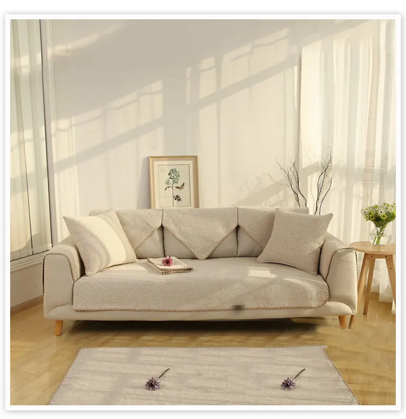 Европейский стиль бежевый кофе серый тяжеловесный хлопок лен ткачество чехлы для диванов канапе диване кресло мебель чехлы SP5343