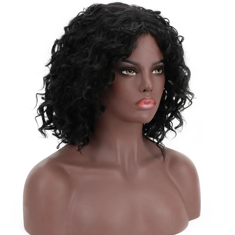 2" афро короткие человеческие волнистые парики натуральные черные синтетические волосы Косплей Поддельные парики 150 плотность Dolago Remy парики для черных женщин