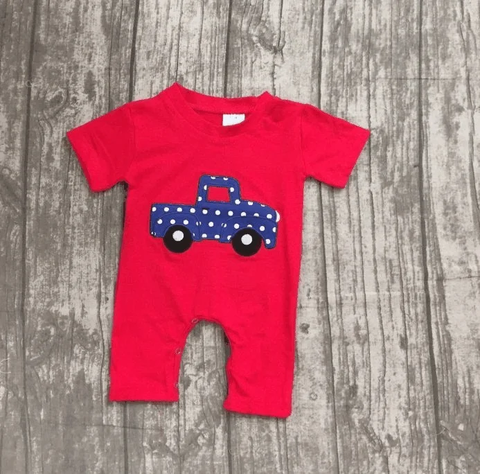 new arrival baby boys boutique clothes carton trucker red blue infant