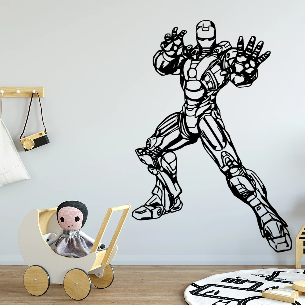 Cartoon Style Iron Man Vinyl Wall Stickers Wall Decor For Bedroom Kids