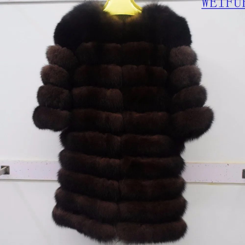 New Brand Winter Real Blue Fox Fur Coat Thick Warm Imitation Of Sables Women's Light Brown Long Jacket The fox fur Coat