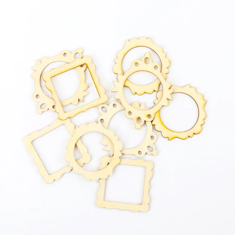 

Mixed Lace Wooden Pattern Scrapbooking Collection Craft for Handmade Accessory Sewing Home Decoration DIY 45-70mm 6pcs MZ182
